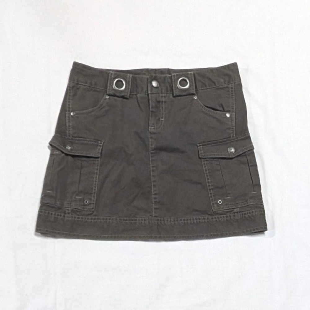 Athleta Women's Olive Cargo Mini Skirt Utility Grommet Belt Loops Waist Size 32